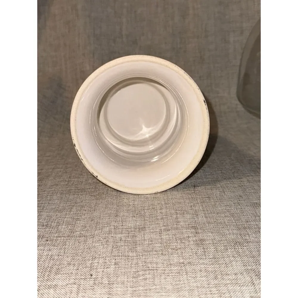 Seltora Ceramic Candle Holder Hurricane Glass Floral Vintage